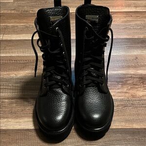 Philipp Plein Black Leather Combat Boots